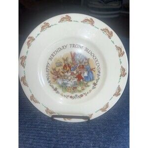 Royal Doulton Happy Birthday from Bunnykins Rare Collectible Bone China Plate 8"